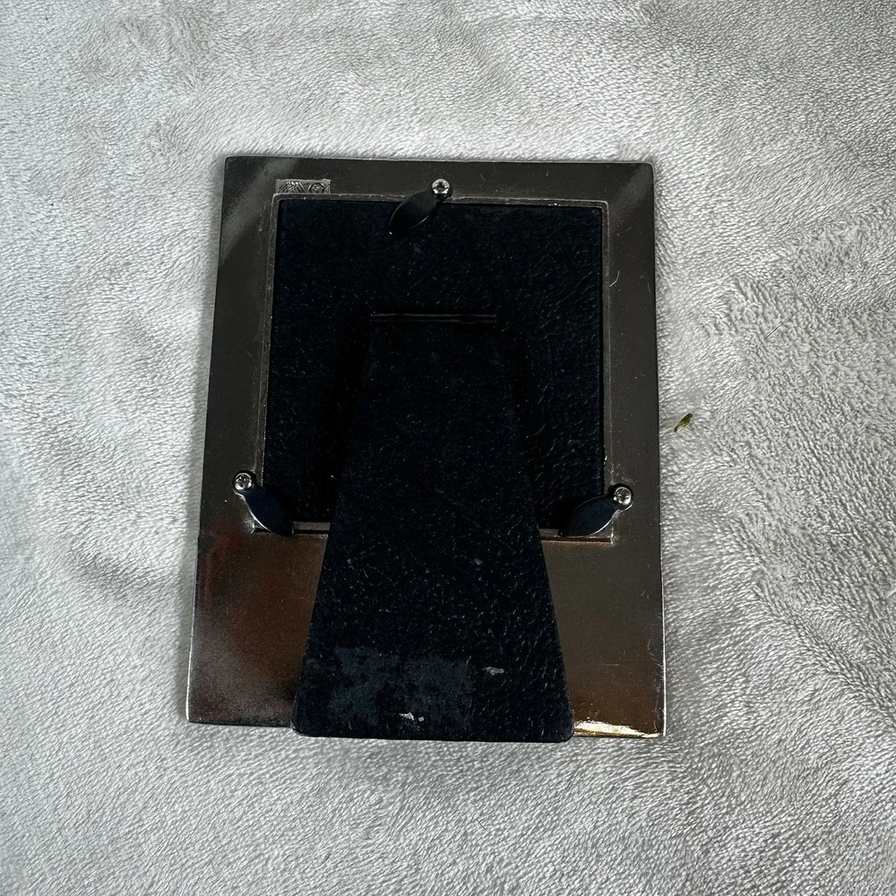 Decorative Black Glass Photo Frame Silver Small  Scroll Accent 3x3